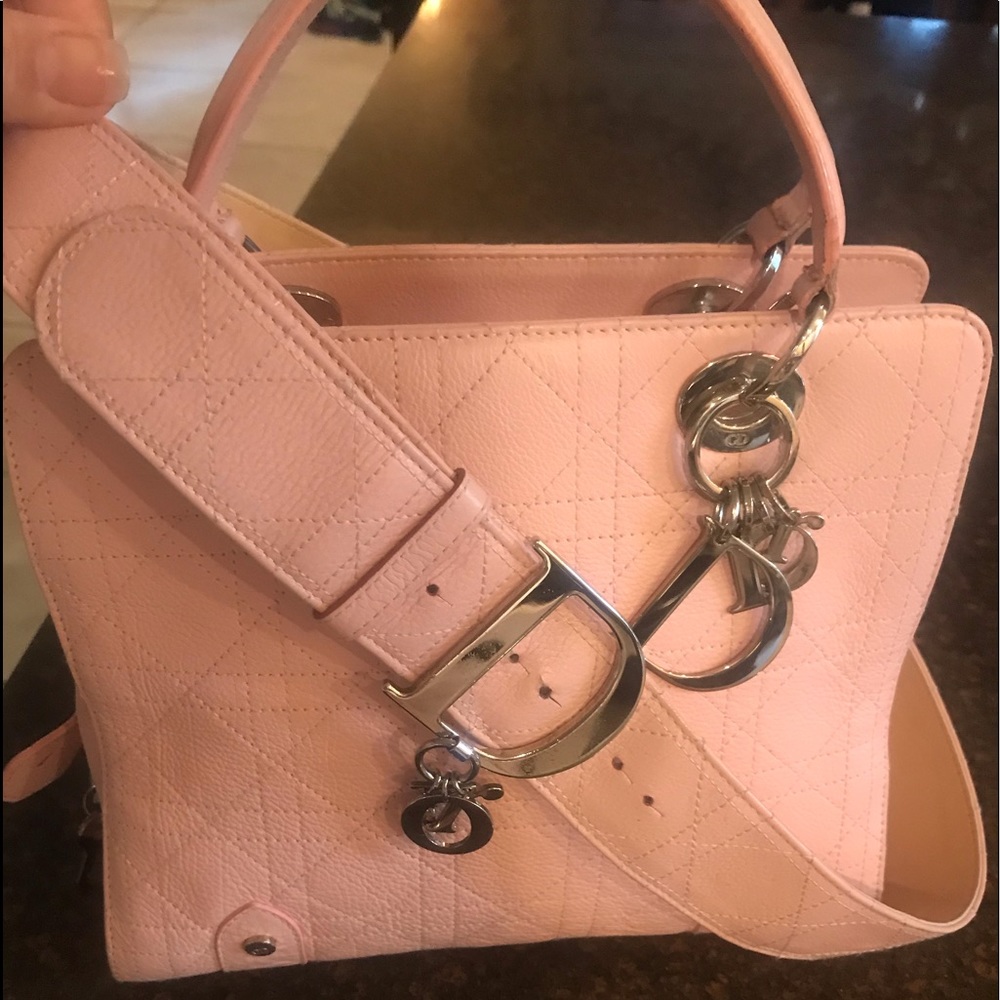 Med vintage Lady Dior pink bag w/belt